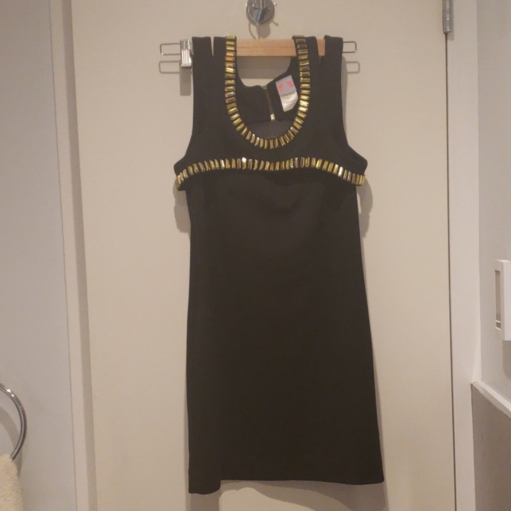 S & b black dress with gold collar